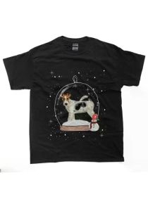 Men's Christmas Fox Terrier Snow Globe Graphic T-Shirt â€“ Soft Cotton, Casual Fit, Short Sleeve, Round Neck (Color: Black, size: XL)