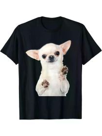 Cute Little Chihuahua Puppy Dog Face For Pet Owners T-Shirt Cotton Fun Design DIYMen'S Soft breathable comfortable casual sports Halloween and Christm (Color: Black, size: XXL)