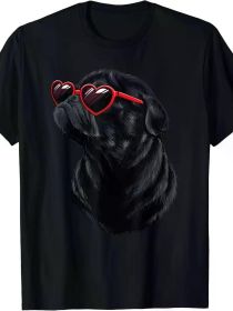 Pug Shirt Pug Mama Mom Valentine Pug Black Pug T-Shirt (Color: Black, size: XXL)