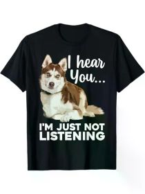 100% Cotton Funny Husky Dog Art T-Shirt - Siberian Husky Lover, S-XXXL, Black - Halloween Christmas Holiday Gifts for Men Women Family and Friends (Color: Black, size: XXXL)