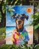 Doberman Pinscher Summer Beach Time Garden Flag Mailbox Flag Decorative Yard Flag Banner Outside Patio Artwork Yard Flower Beds, Garden Size